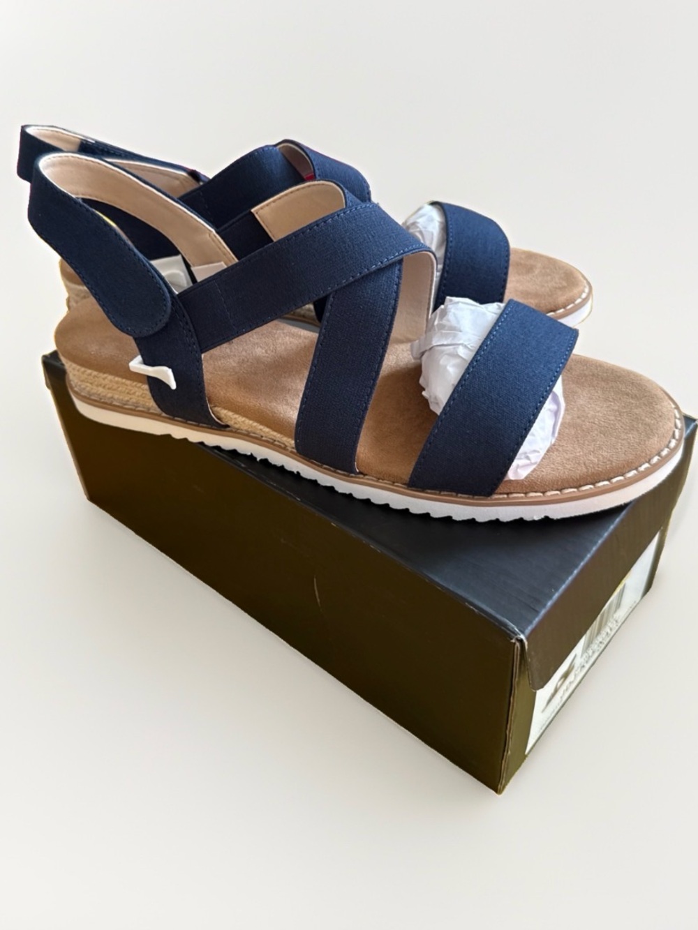 Women’s Navy Crossband Elastic Slingback Sandals - Picture 3 of 6